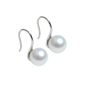 - Sterling silver 9mm Natural Fresh water White Round Pearl Earrings
